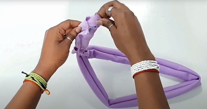 easy sewing tutorial how to diy a scrunchie in 3 different sizes, Preparing the casing