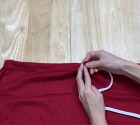 easy upcycle how to diy a gorgeous tunic dress from a scarf, Inserting eleastic