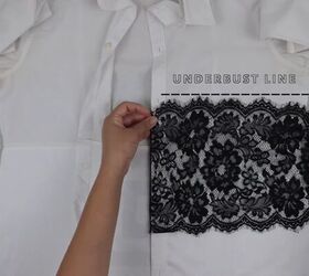 how to diy an easy designer inspired lace shirt dress, Adding lace trim