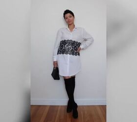 how to diy an easy designer inspired lace shirt dress, Completed DIY shirt dress