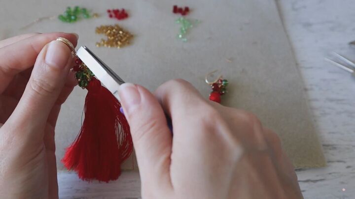 how to create a pair of gorgeous christmas earrings, Attaching to earring hooks