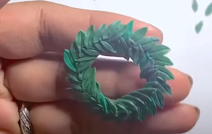 how to make super cute polymer clay christmas wreath earrings, Progress shot