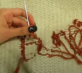 embroidery tutorial how to personalize your favorite knit sweater, Sewing in the tails