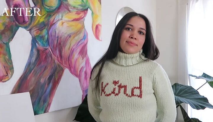 embroidery tutorial how to personalize your favorite knit sweater, After shot Completed embroidered sweater