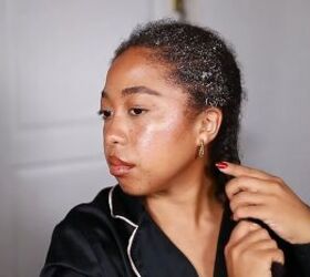 see crazy results with this super easy diy overnight hair growth serum, Applying leave in cream