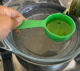 see crazy results with this super easy diy overnight hair growth serum, Adding avocado oil to the bowl