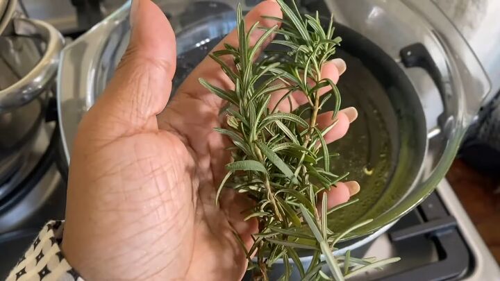 see crazy results with this super easy diy overnight hair growth serum, Adding rosemary