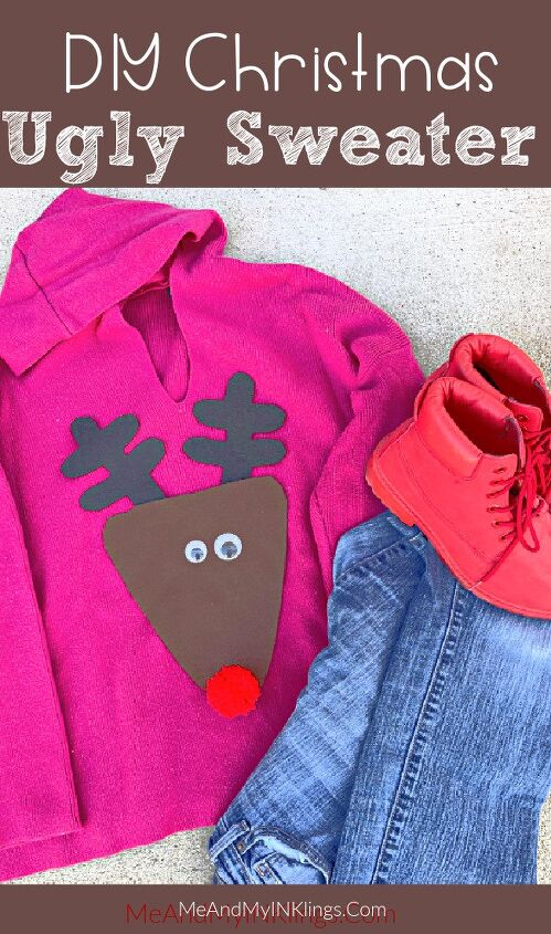diy ugly christmas sweater, DIY Ugly Christmas Sweater Idea Easy To Make Reindeer in a few Simple Steps uglysweater diy makeathome reindeer kuninfelt