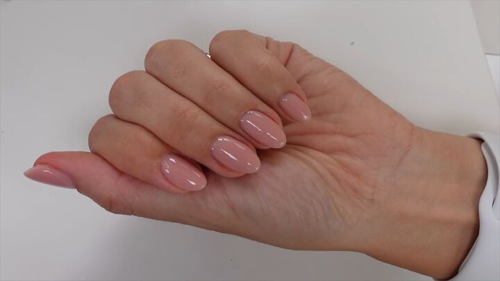 save a fortune with this diy gel nails tutorial, Completed DIY nude gel nails