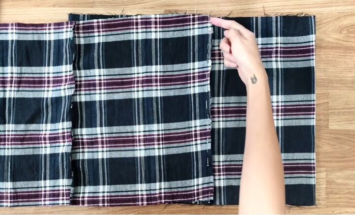 how to sew a super cute rachel green skirt from an old plaid shirt, Attaching the material