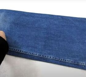how to diy a fun crossbody bag from old jeans, Cutting denim