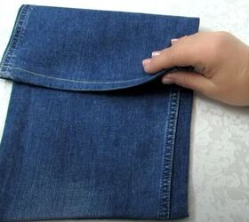 how to diy a fun crossbody bag from old jeans, Folding denim