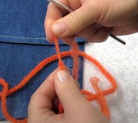 how to diy a fun crossbody bag from old jeans, Crocheting a crossover strap