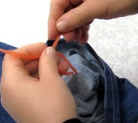 how to diy a fun crossbody bag from old jeans, Attaching the strap