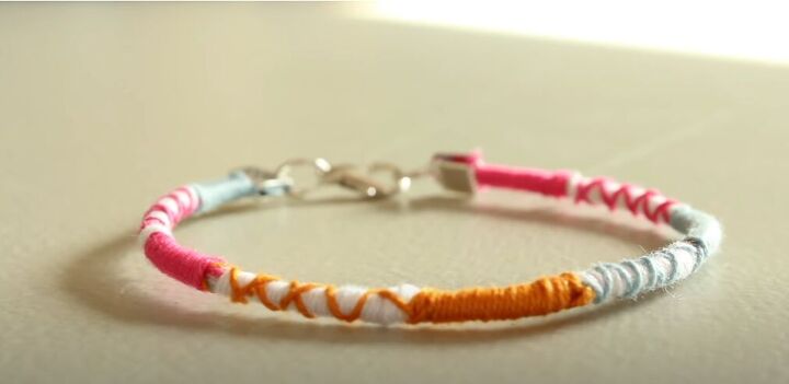 how to diy a super cute and easy wrap friendship bracelet, Completed wrap friendship bracelet