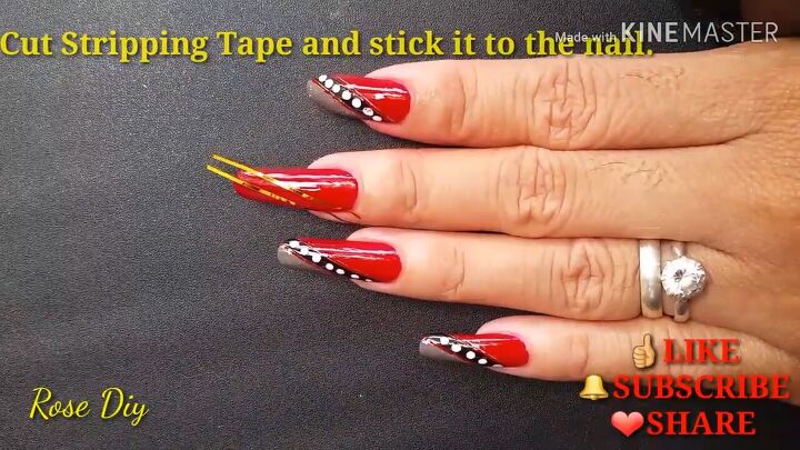 8 easy steps to diying these sexy red nails for christmas, Adding stripping tape