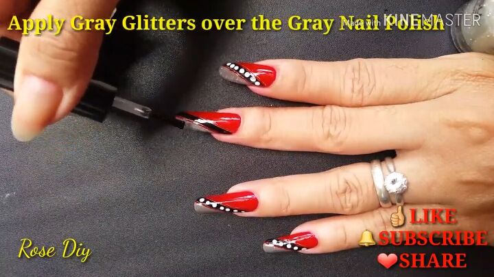 8 easy steps to diying these sexy red nails for christmas, Applying glitter nail polish