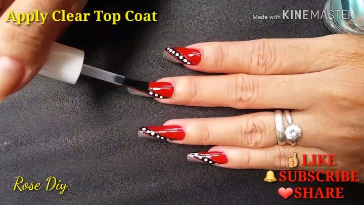 8 easy steps to diying these sexy red nails for christmas, Adding topcoat