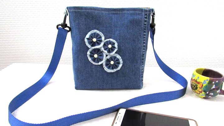 how to diy a cute jean purse from old jeans, Completed DIY jean purse