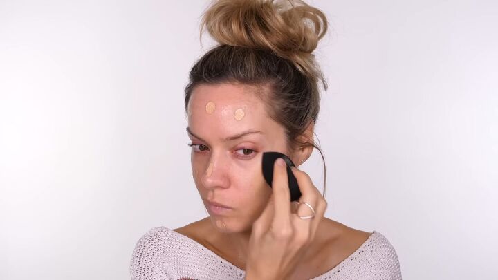 subtle glam holiday makeup tutorial, Applying foundation