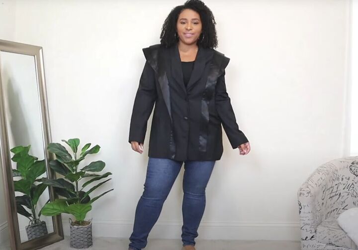 5 super chic blazer date night outfit ideas, Oversized black blazer style