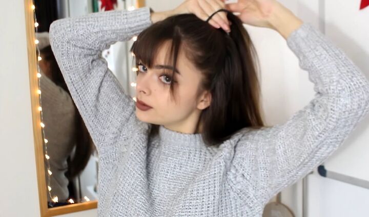 achieve this cute christmas hairstyle in 8 easy steps, Tying a ponytail