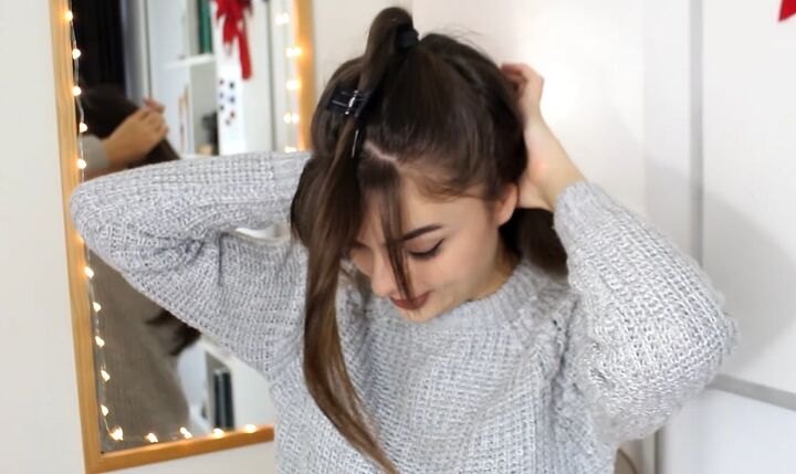 achieve this cute christmas hairstyle in 8 easy steps, Clipping hair up