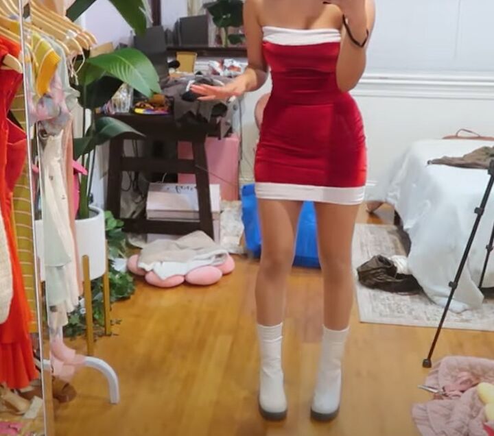 how to diy a sexy christmas dress, Completed DIY Christmas dress