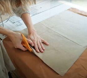 upcycle a duvet into a midi skirt with this sewing pattern tutorial, Cutting out skirt pieces