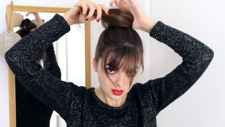 learn how to do 3 pretty no heat hairstyles for christmas, Heatless hairstyle 3 Top knot