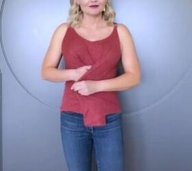 try this super easy shirt tucking hack to look instantly slimmer, Crossing sides over