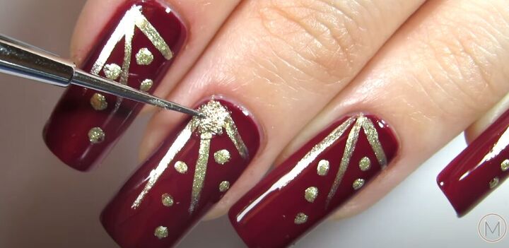 how to diy glam christmas star nails for the holidays, Adding star stud
