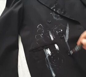 painting tutorial diy a chic emily in paris blazer jacket and beret, Sketching a floral pattern