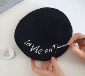 painting tutorial diy a chic emily in paris blazer jacket and beret, Painting the beret