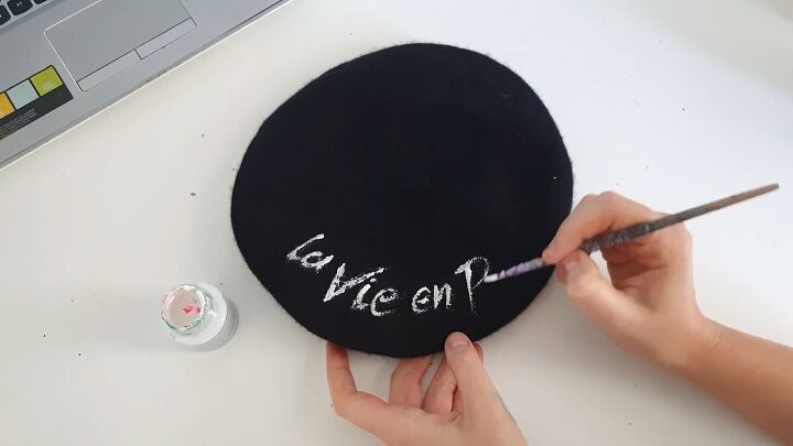 painting tutorial diy a chic emily in paris blazer jacket and beret, Painting the beret