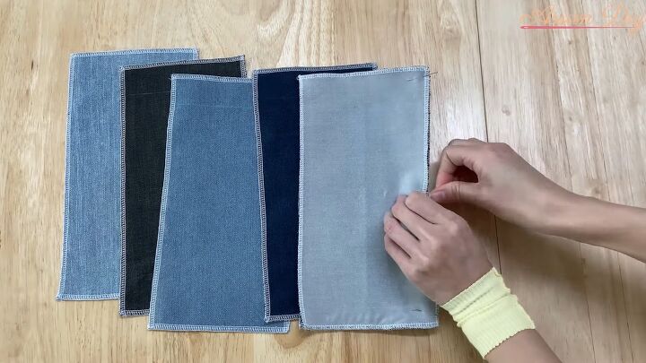 how to diy a chic denim bag, Pinning jean fabric