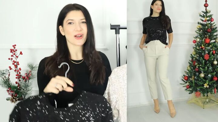 5 glam christmas party outfit ideas, Look 5 Sparkle top and pants