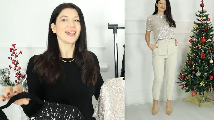 5 glam christmas party outfit ideas, Look 5 Sparkle top and pants