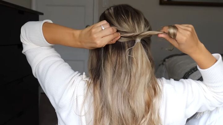 4 super cute christmas hairstyles that don t use heat, Half pony twist