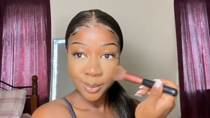 super easy clean girl makeup tutorial, Applying blush