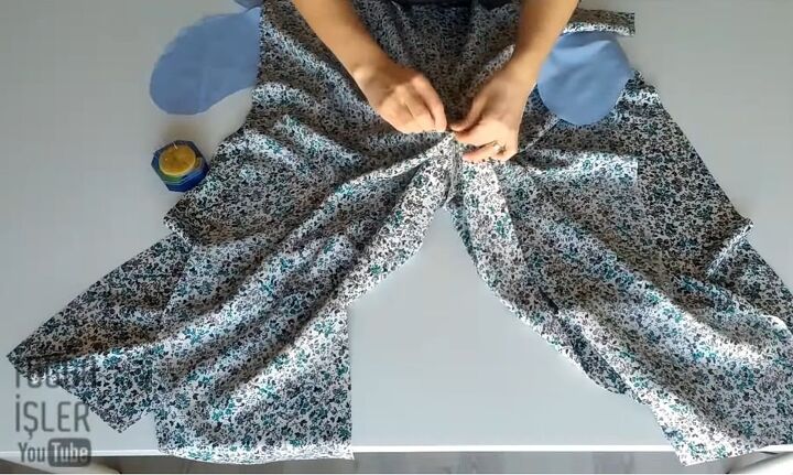 step by step tutorial how to make harem pants, Attaching fabric