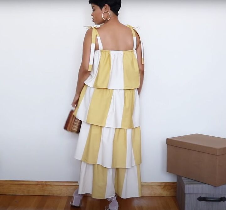 how to sew a ruffle tiered maxi dress in 10 easy steps, Completed tiered ruffle dress
