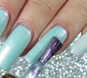 Use your glittery nail polish to achieve this frosty and festive idea in just a few simple steps