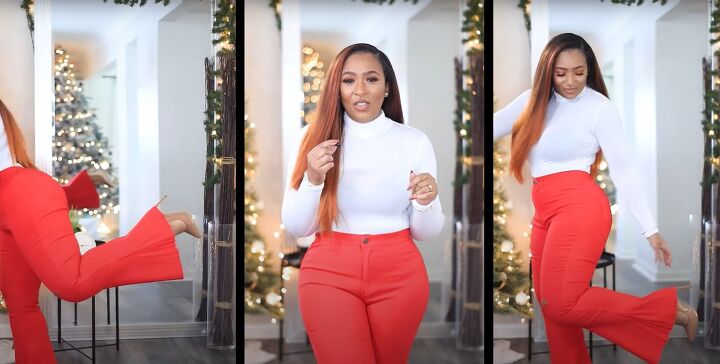 4 fun and easy holiday looks, Red jeans and top outfit