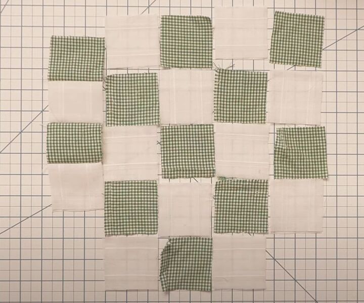 how to make a super cute checkerboard purse, Sewing vertical strips