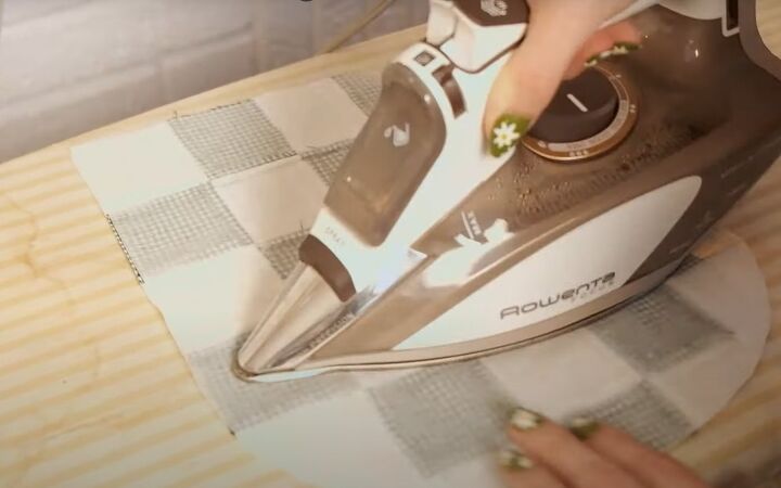 how to make a super cute checkerboard purse, Ironing interfacing