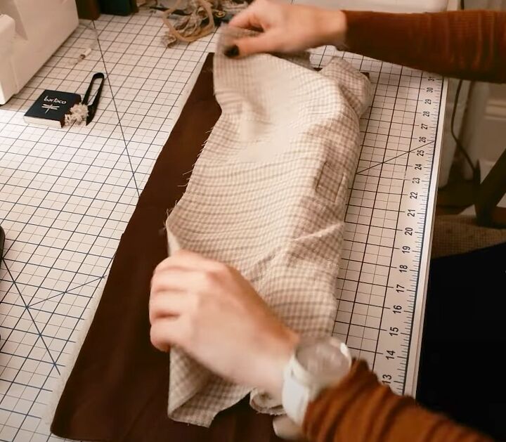 how to sew a super cozy color block fleece jacket, Attaching the lower back panel
