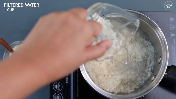 how to diy a rice mask for healthy hair, Adding filtered water