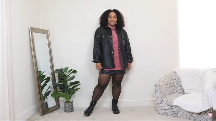 4 super sleek ways to wear a leather skirt in winter, Pink grunge leather skirt look