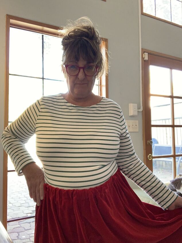diy formal skirt transformed to fun pants 2 snips 1 seam done